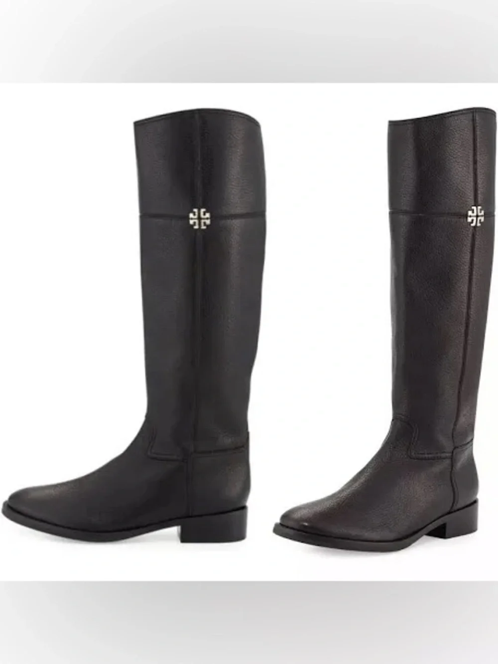 Tory Burch Black Jolie Pebbled Leather Over-the-Knee Riding Boots▪️